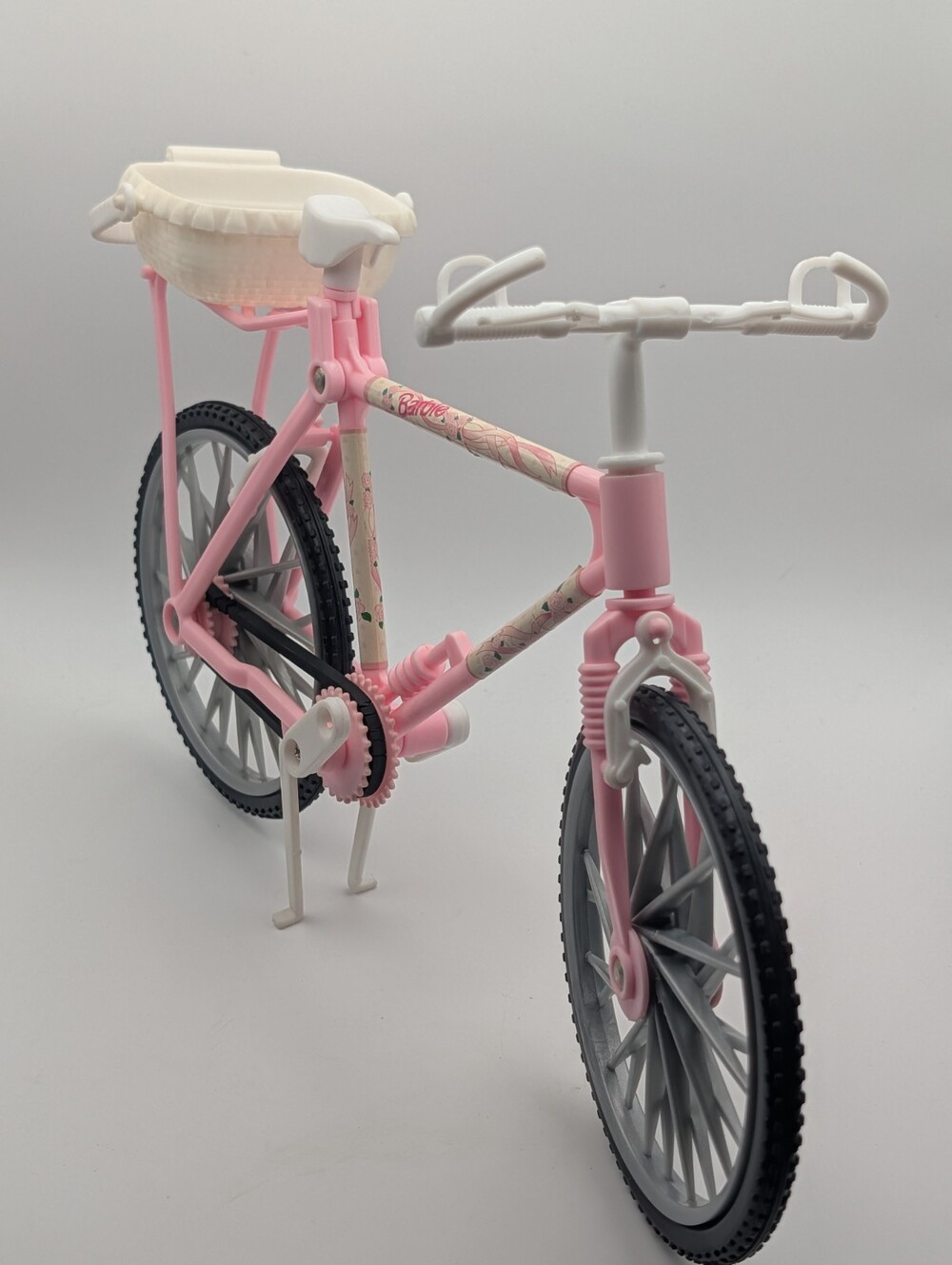 Vtg Barbie Country Ride Pink Bike Bicycle and White Basket 1996 Mattel